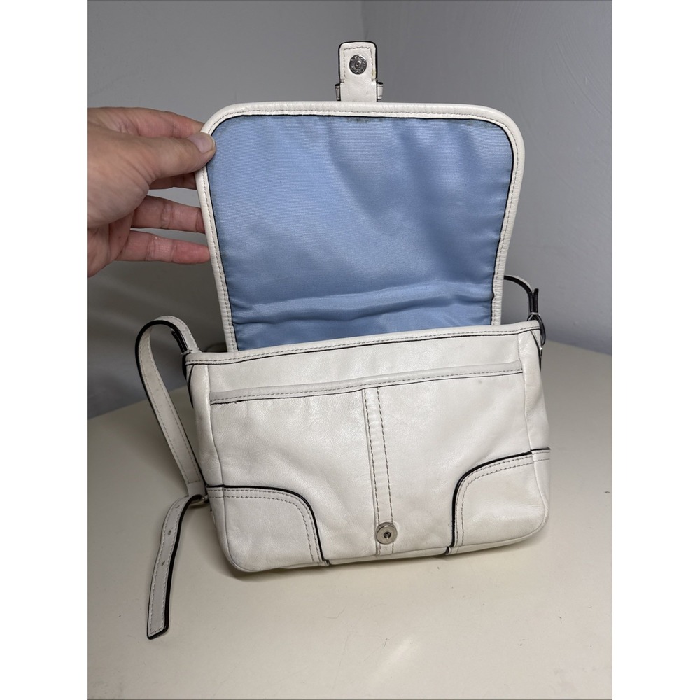 COACH HADLEY Small White Leather Buckle-Trim Field Bag Crossbody F29763 - Picture 14 of 16